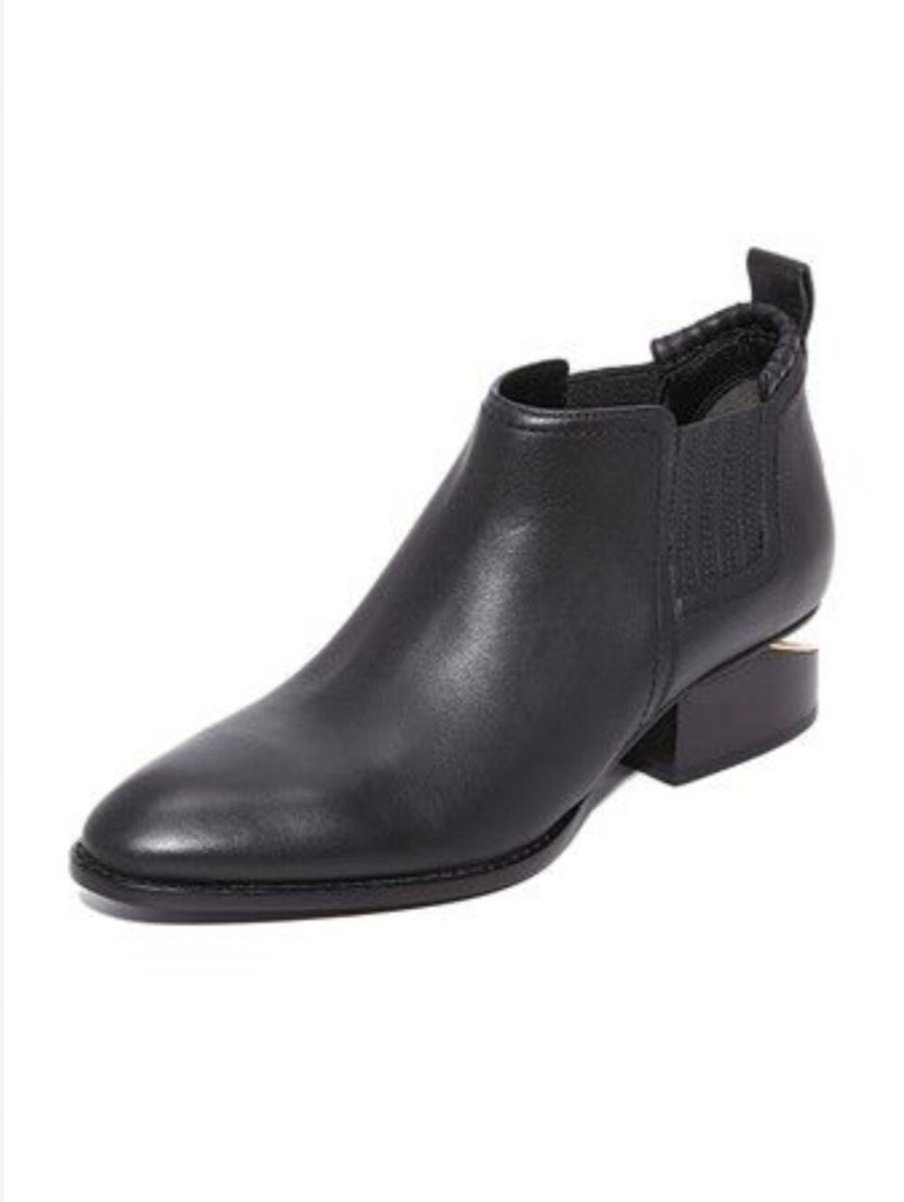 Alexander Wang Black Leather Kori Ankle Boot with Metallic Heel Accent Size 39